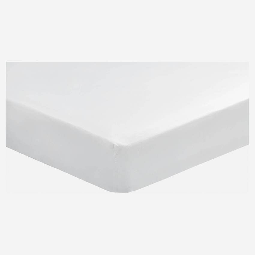 Spannbettlaken aus Baumwolle - 90 x 200 cm - Weiß