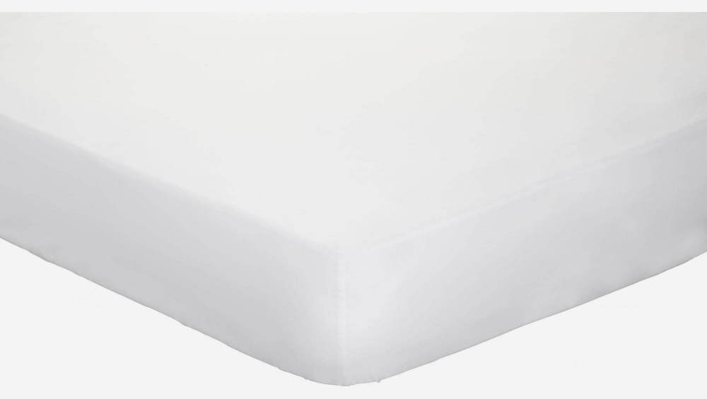 Spannbettlaken aus Baumwolle - 140 x 200 cm - Weiß