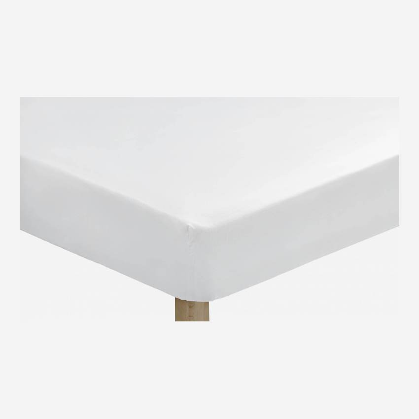Spannbettlaken aus Baumwolle - 160 x 200 cm - Weiß