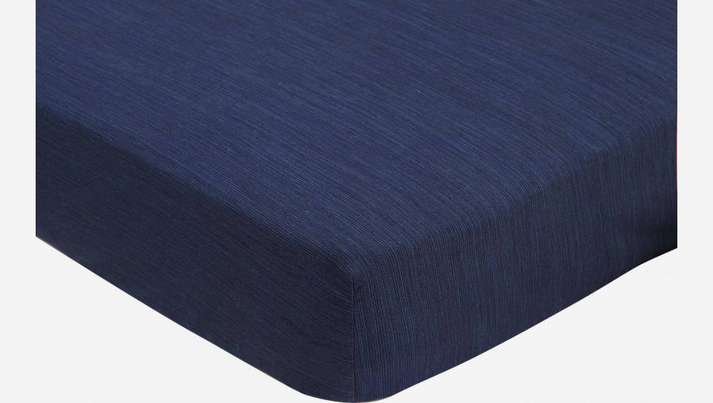 Drap housse en coton - 140 x 200 cm - Bleu nuit