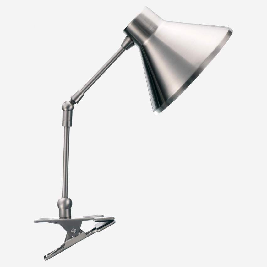 Lampe de bureau 54cm à pince en métal argenté