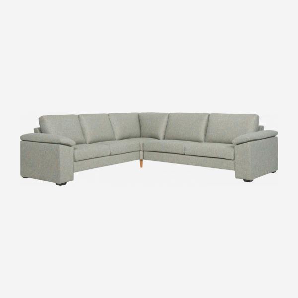 Canapé d'angle 6 places en tissu gris-bleu - confort ferme