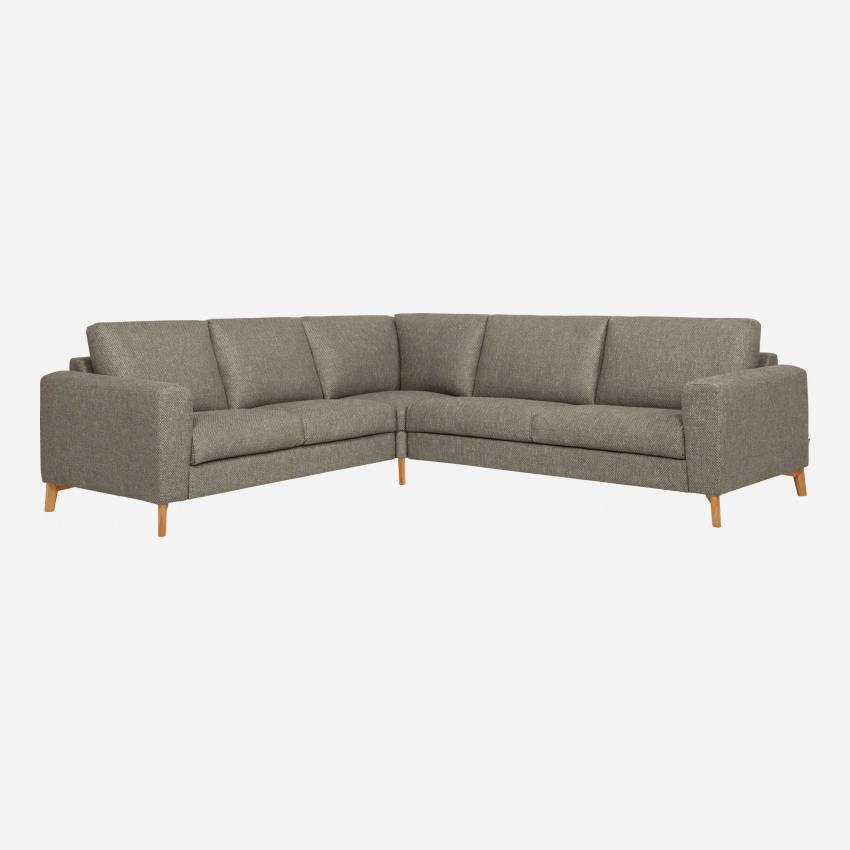 Canapé d'angle 6 places en tissu gris-noir - confort ferme