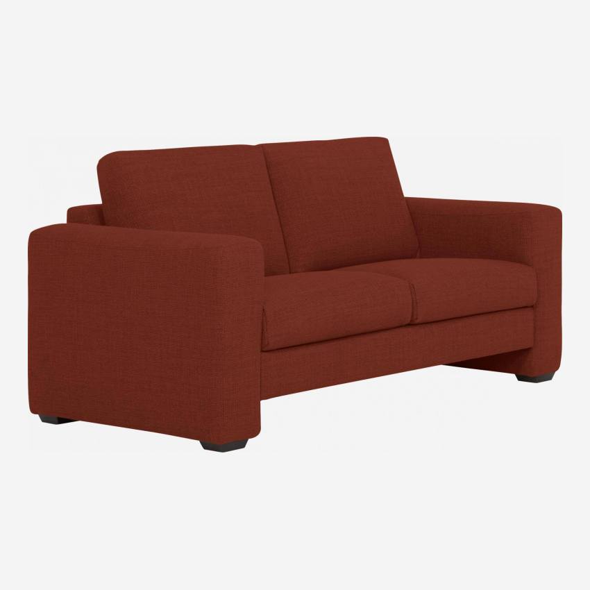 Sofá 2 plazas de tela rojo óxido - confort firme