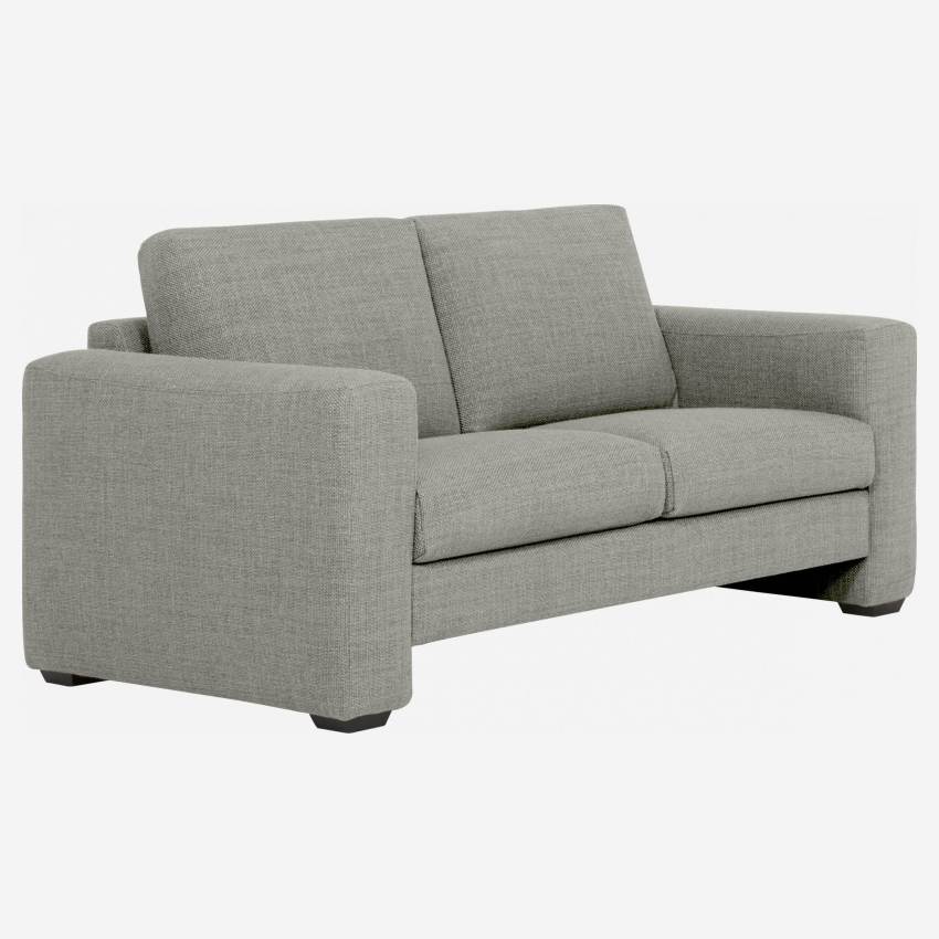 Canapé 2 places en tissu gris clair - confort ferme