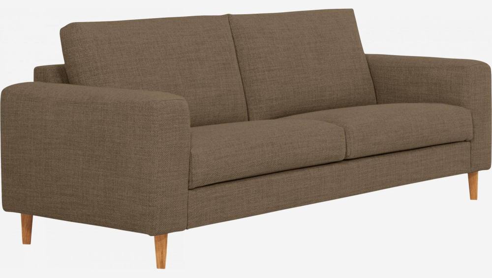 3-Sitzer-Sofa aus Stoff, graubraun - mittelfester Komfort