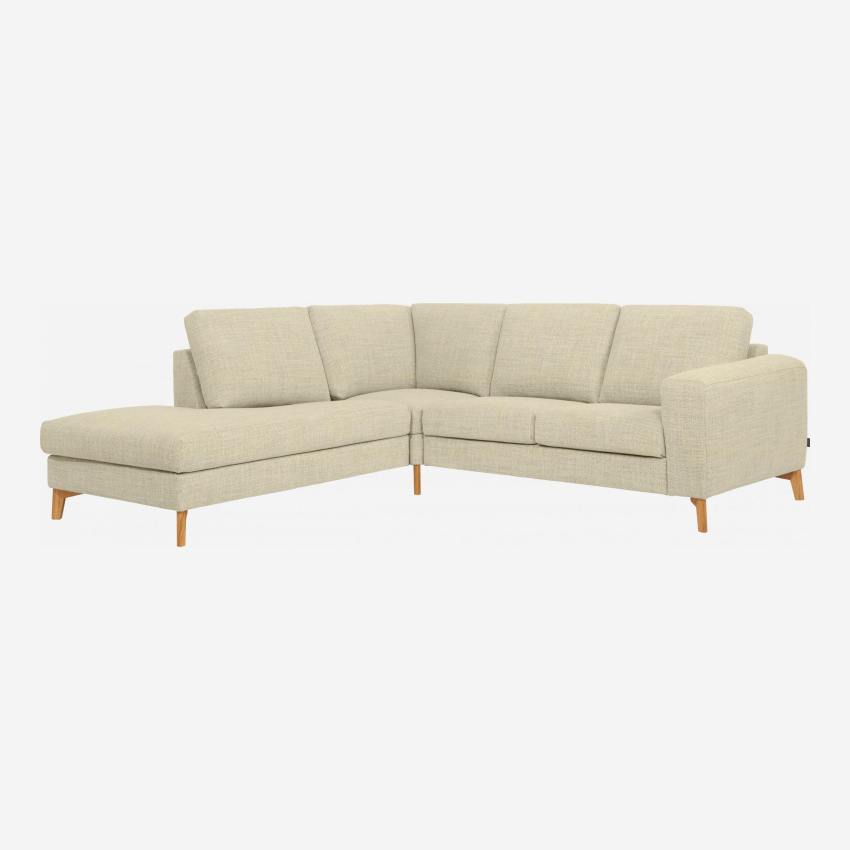 2-Sitzer-Sofa mit Open-End links aus Stoff, cremeweiß - mittelfester Komfort