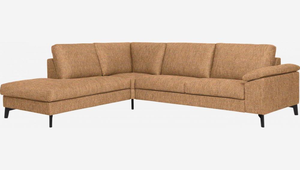 3-Sitzer-Sofa mit Chaiselongue links aus Stoff, beige-rostrot - mittelfester Komfort