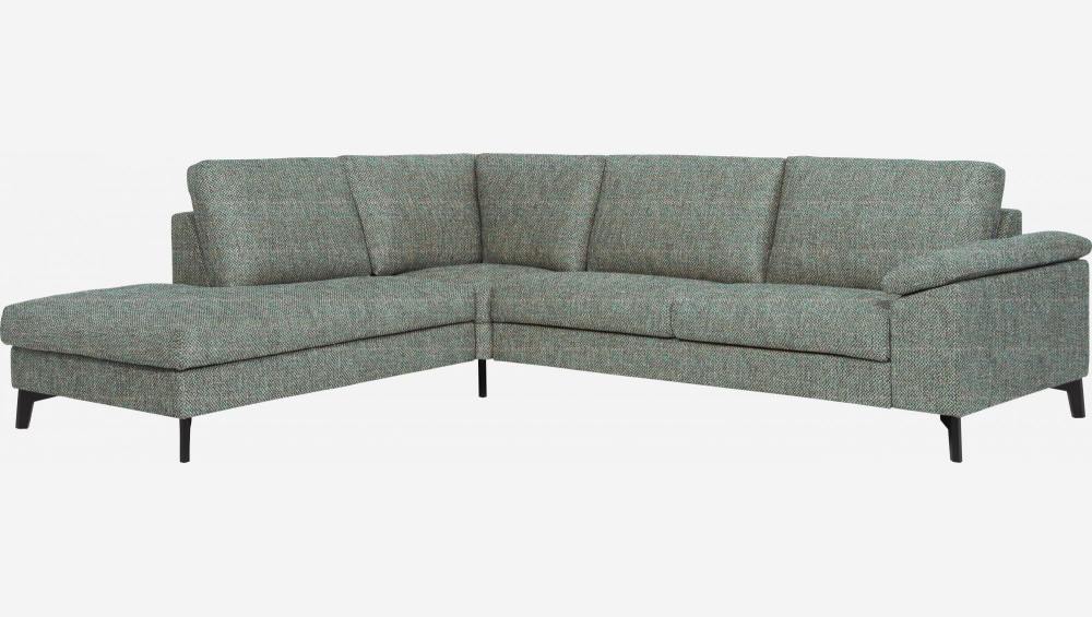 3-Sitzer-Sofa mit Chaiselongue links aus Stoff, graublau - mittelfester Komfort