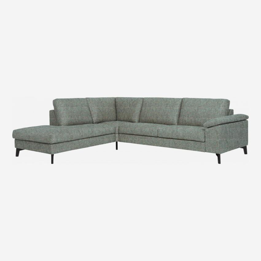 3-Sitzer-Sofa mit Chaiselongue links aus Stoff, graublau - mittelfester Komfort