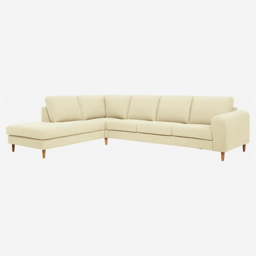 4-Sitzer-Sofa mit Open-End links aus Stoff, beige meliert und graubraun - mittelfester Komfort
