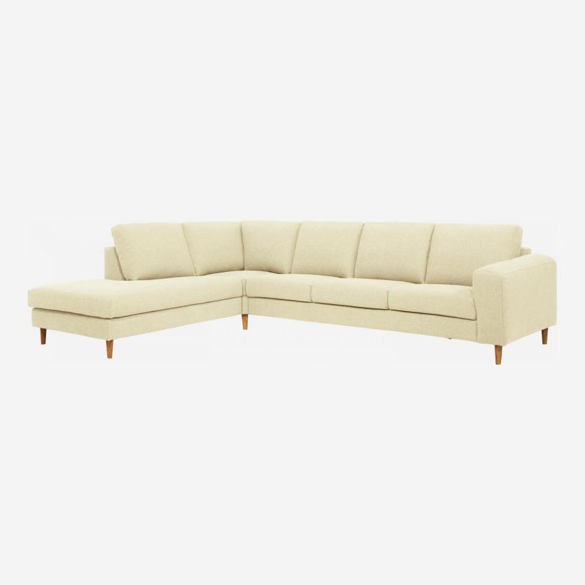 4-Sitzer-Sofa mit Open-End links aus Stoff, beige meliert und graubraun - mittelfester Komfort