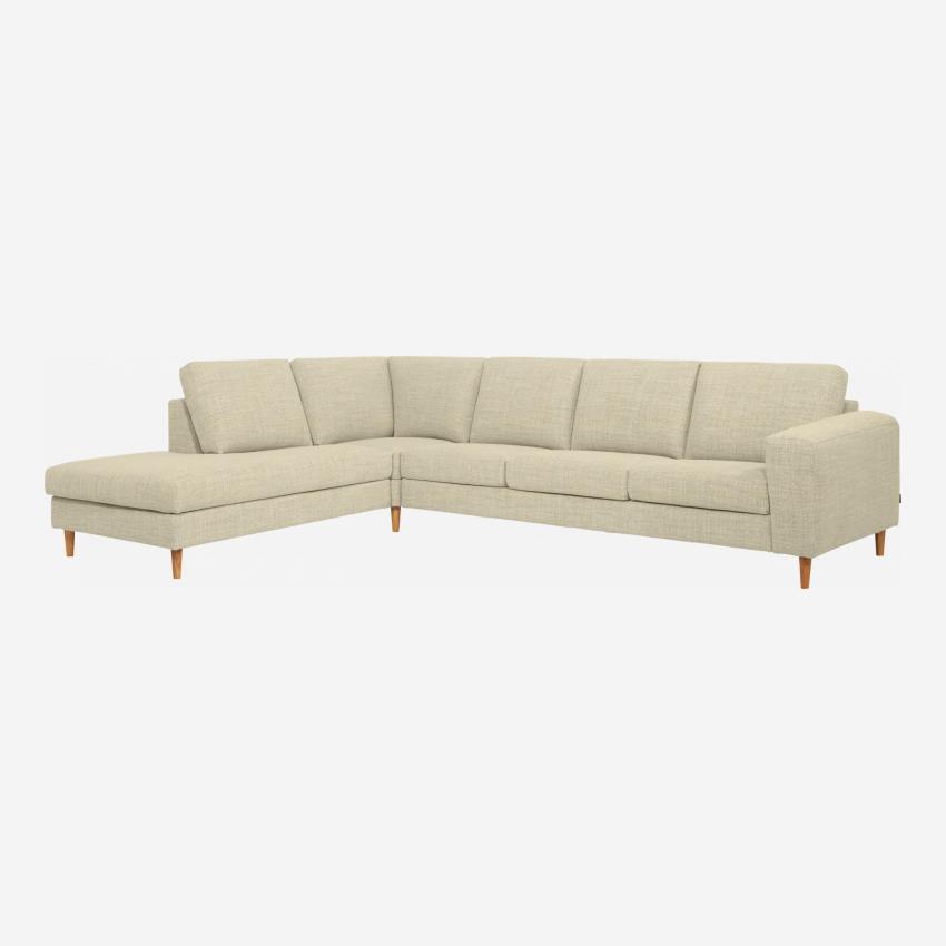 4-Sitzer-Sofa mit Open-End links aus Stoff, cremeweiß - mittelfester Komfort