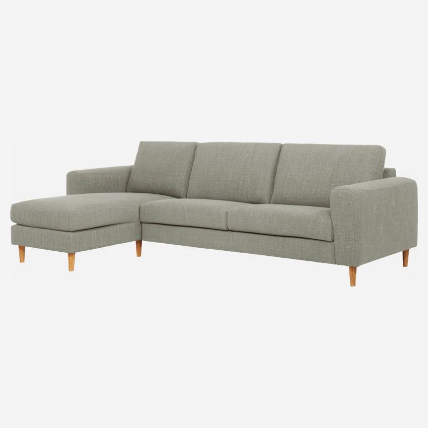 Sofá 3 plazas con chaiselongue izquierda de tela gris claro - confort medio