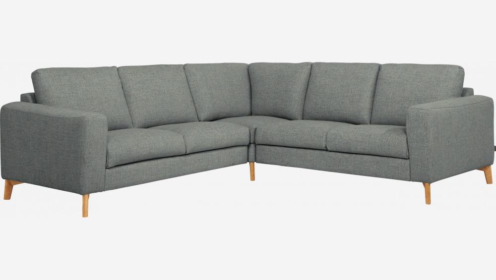 4-Sitzer-Ecksofa aus Stoff, grau meliert und blau - fester Komfort
