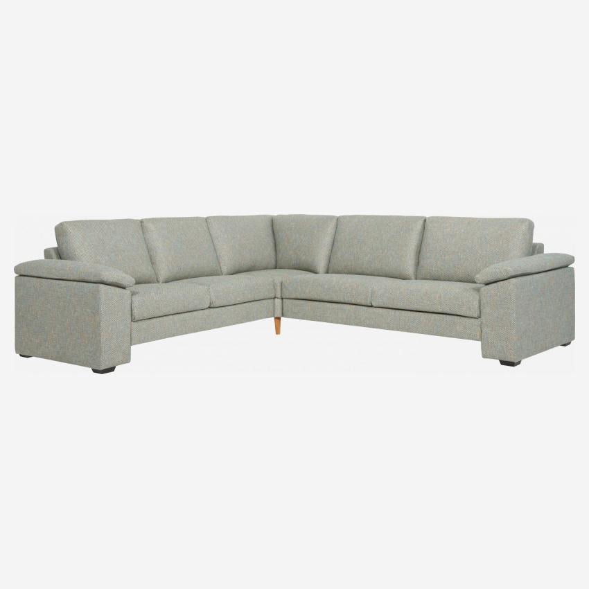 Canapé d'angle 6 places en tissu gris-bleu - confort médium