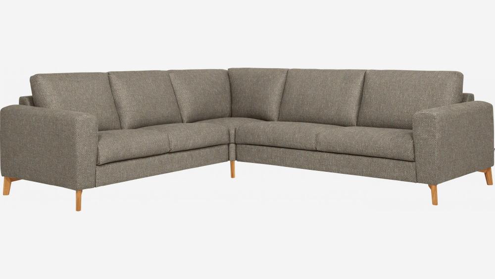 Canapé d'angle 6 places en tissu gris-noir - confort médium