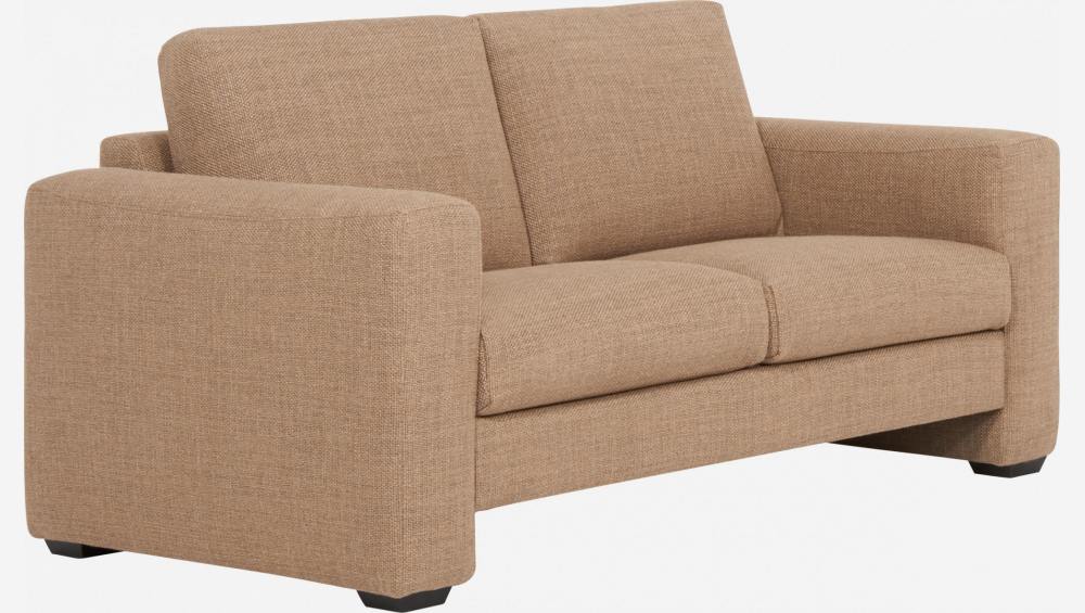 Canapé 2 places en tissu marron - confort médium