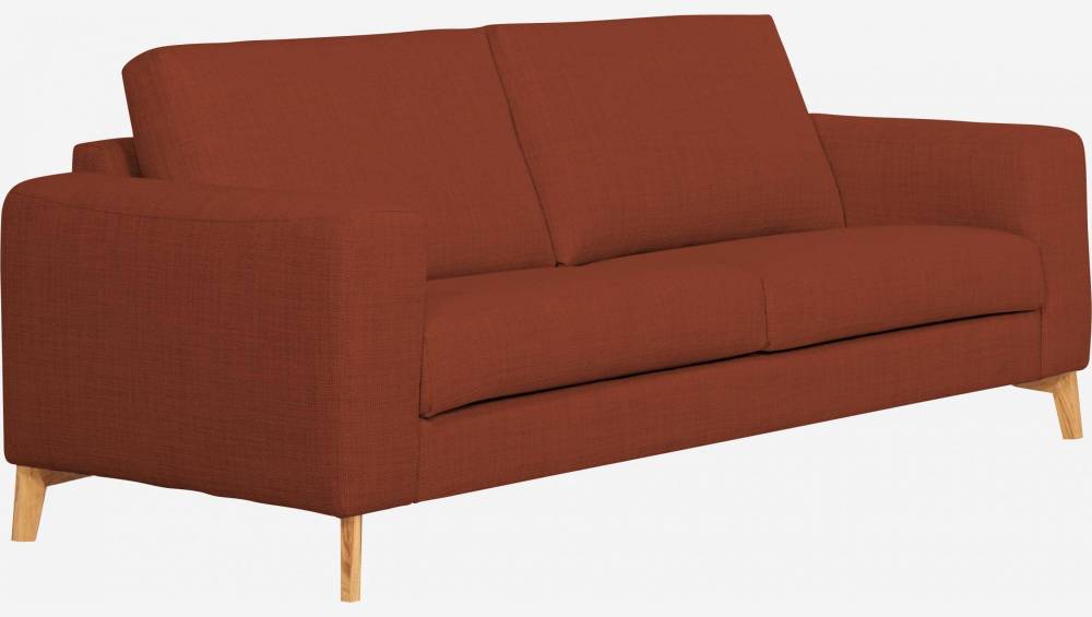 3-Sitzer-Sofa aus Stoff, rostrot -  fester Komfort