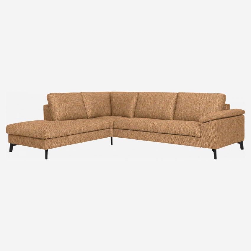3-Sitzer-Sofa mit Chaiselongue links aus Stoff, beige-rostrot - fester Komfort