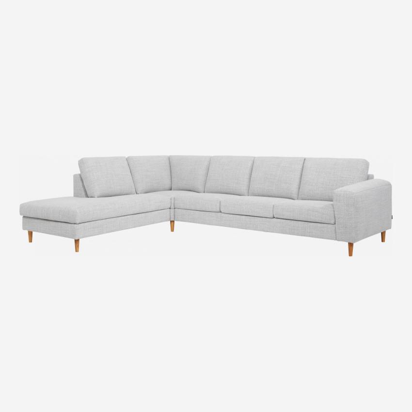 Sofá 4 plazas con chaiselongue izquierda de tela gris claro - confort medio