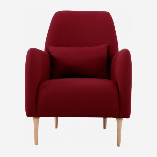 Sessel aus Stoff, rot, helle Füße
