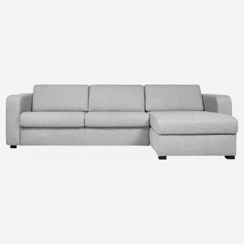 Sofá cama esquinero reversible 3 plazas de tela con almacenaje - Gris claro