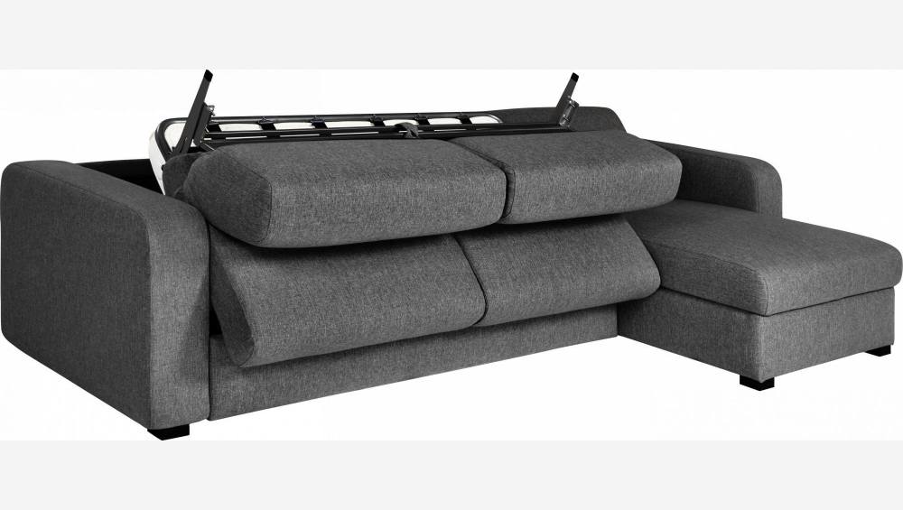 Canapé d'angle 3 places convertible en tissu - Gris