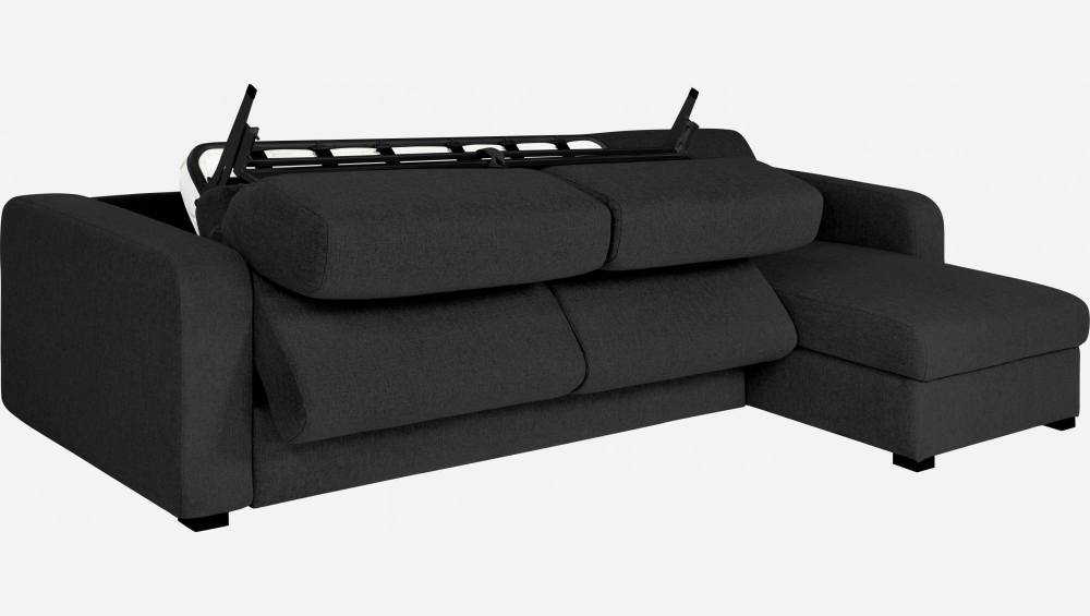 Canapé d'angle 3 places convertible en tissu - Gris foncé