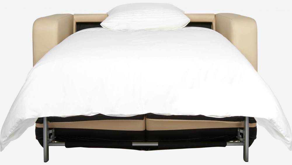 Sofá-cama compacto em pele - Creme