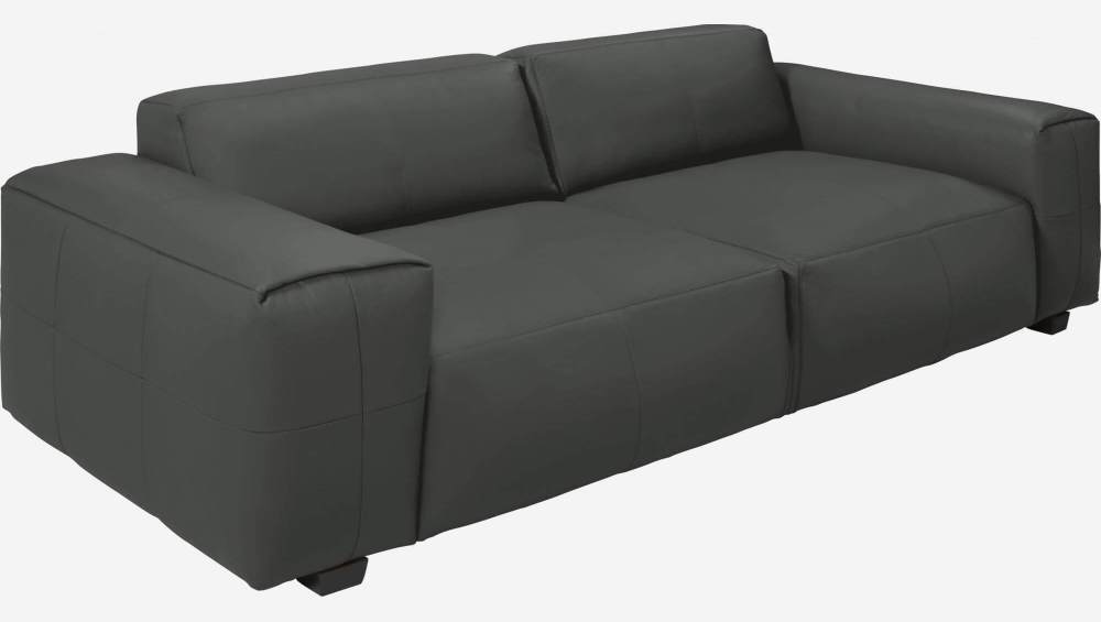 2-Sitzer Sofa aus Savoy-Leder - Schiefergrau
