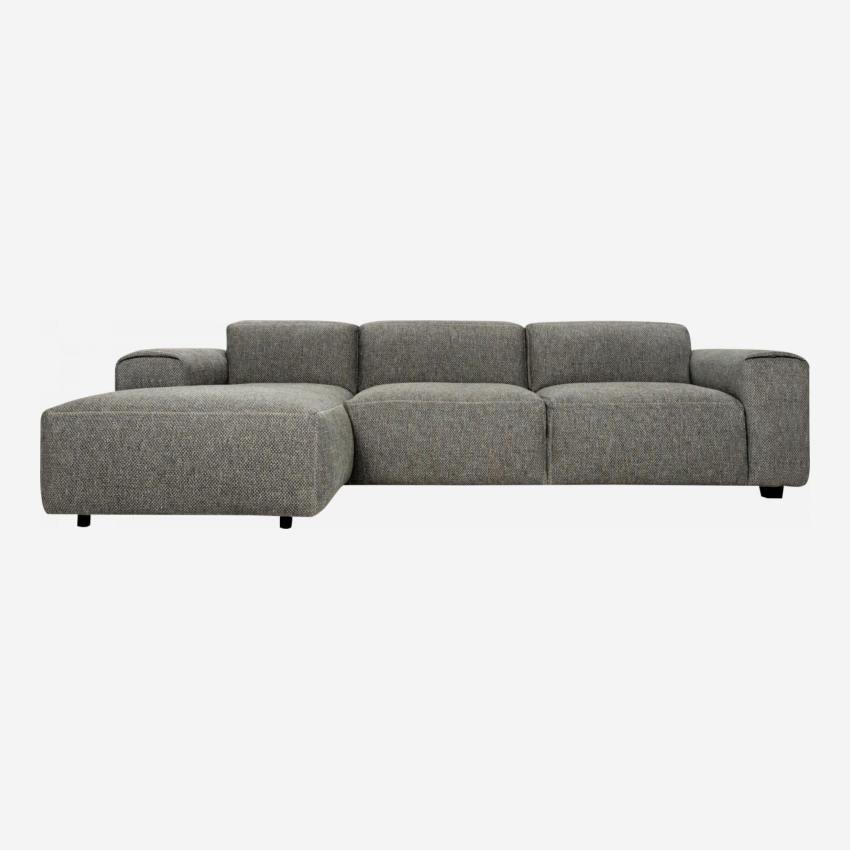 3-Sitzer Sofa mit Chaiselongue links aus Bellagio-Stoff in Nachtgrau