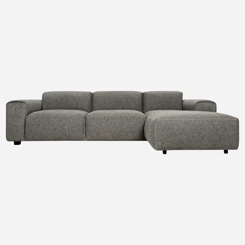 3-Sitzer Sofa mit Chaiselongue rechts aus Bellagio-Stoff in Nachtgrau