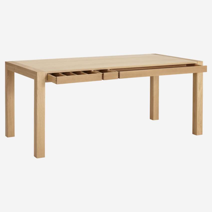 Table rectangulaire avec tiroirs en chêne