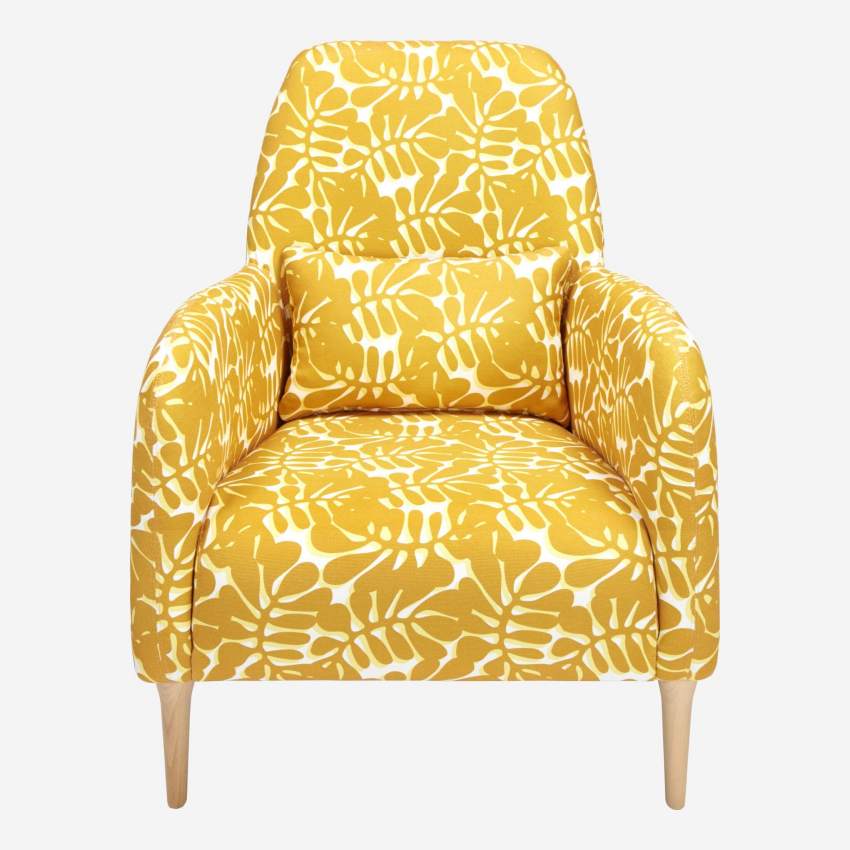 Sessel mit Muster, gelb, helle Füße