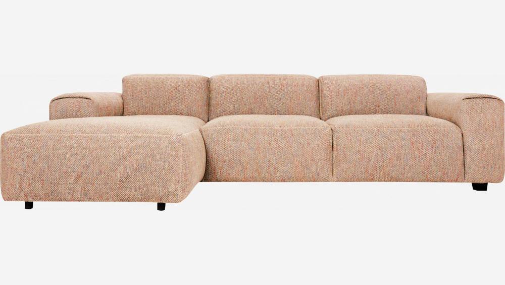 3-Sitzer Sofa mit Chaiselongue links aus Bellagio-Stoff - Morgenrot