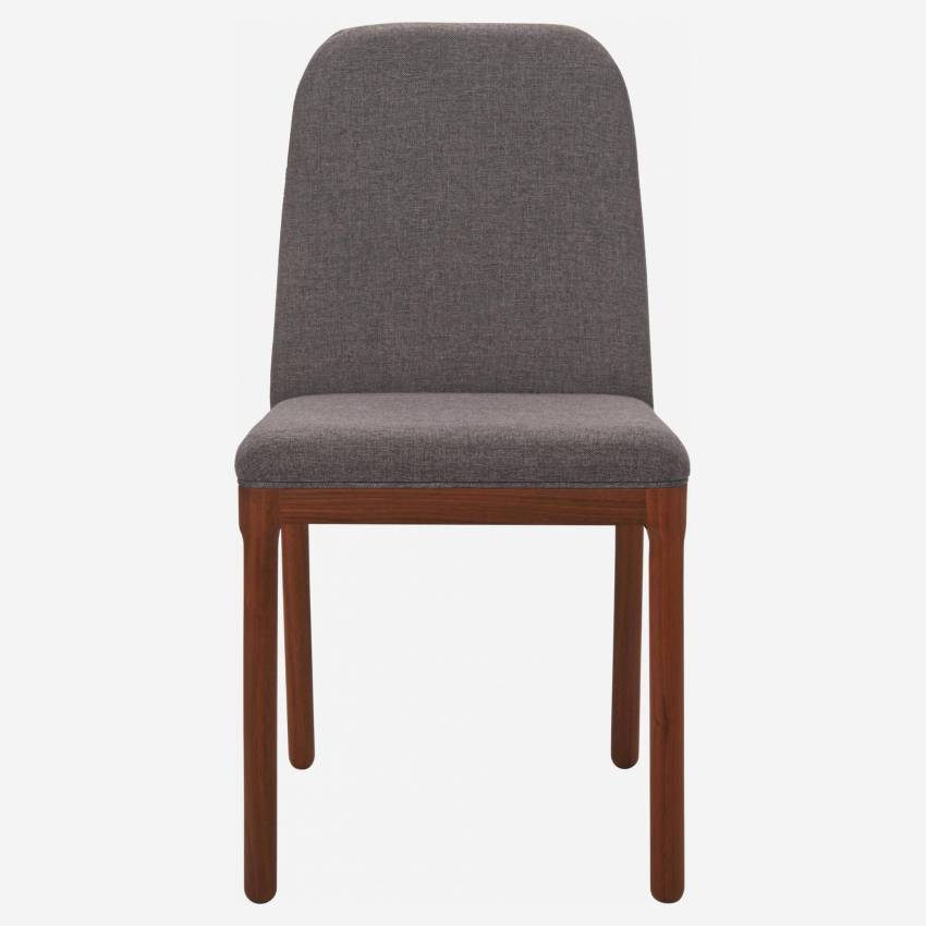 Stuhl mit Stoffbezug und Gestell aus Nussbaum - Grau