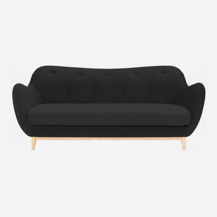 Sofá em veludo cinza de 3 lugares - Design by Adrien Carvès