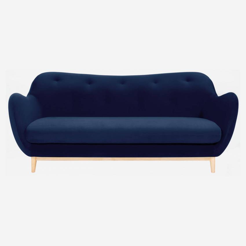 Sofá em veludo azul de 3 lugares - Design by Adrien Carvès
