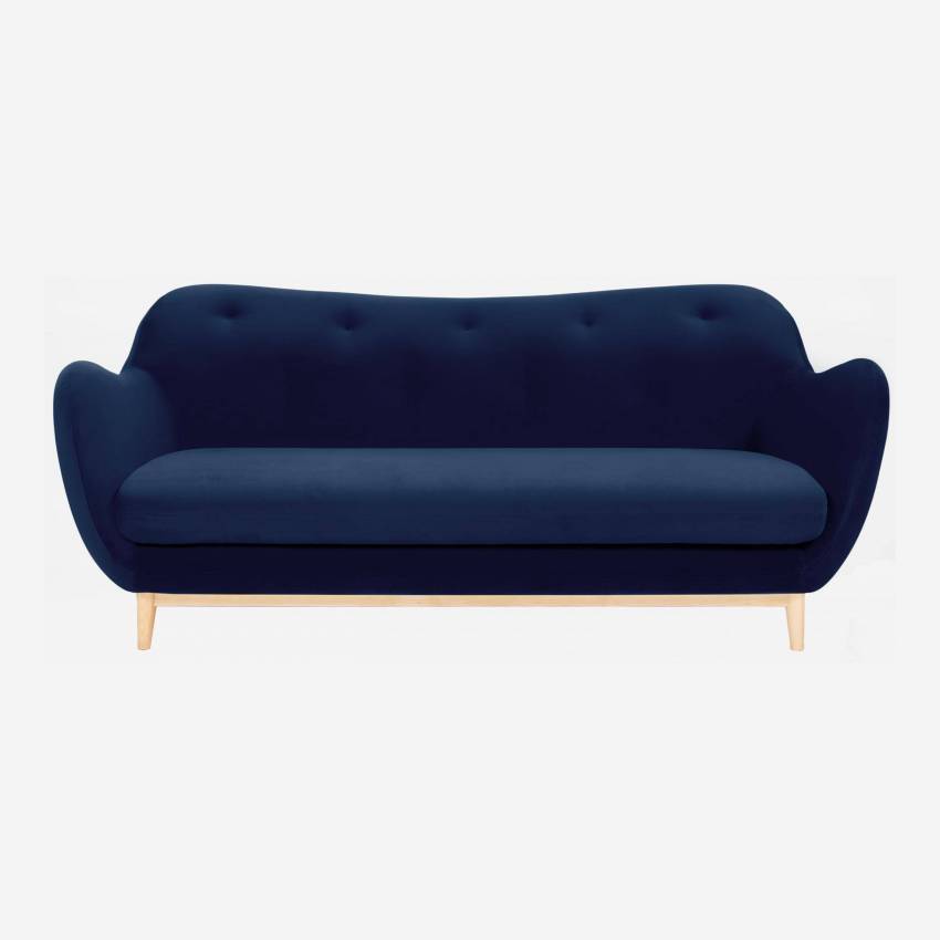Divano 3 posti in velluto blu - Design by Adrien Carvès