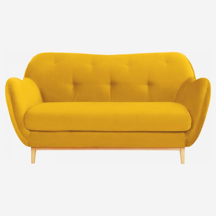 Canapé 2 places en velours jaune moutarde - Design by Adrien Carvès