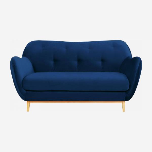 Sofá em veludo azul de 2 lugares - Design by Adrien Carvès