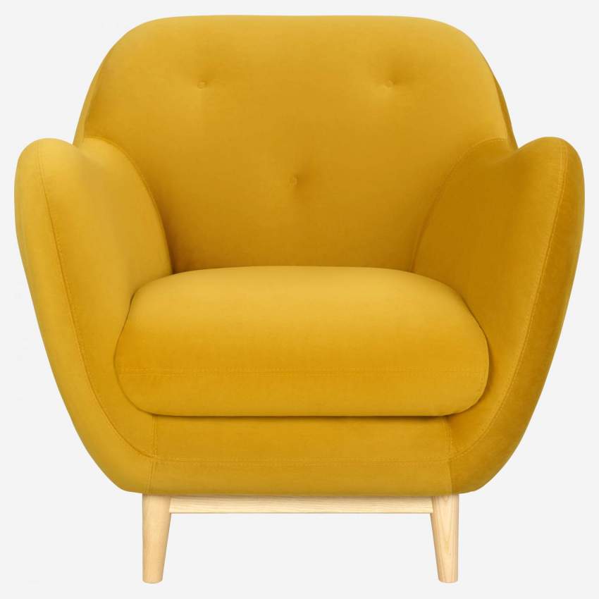 Poltrona de veludo amarelo mostarda - Design by Adrien Carvès