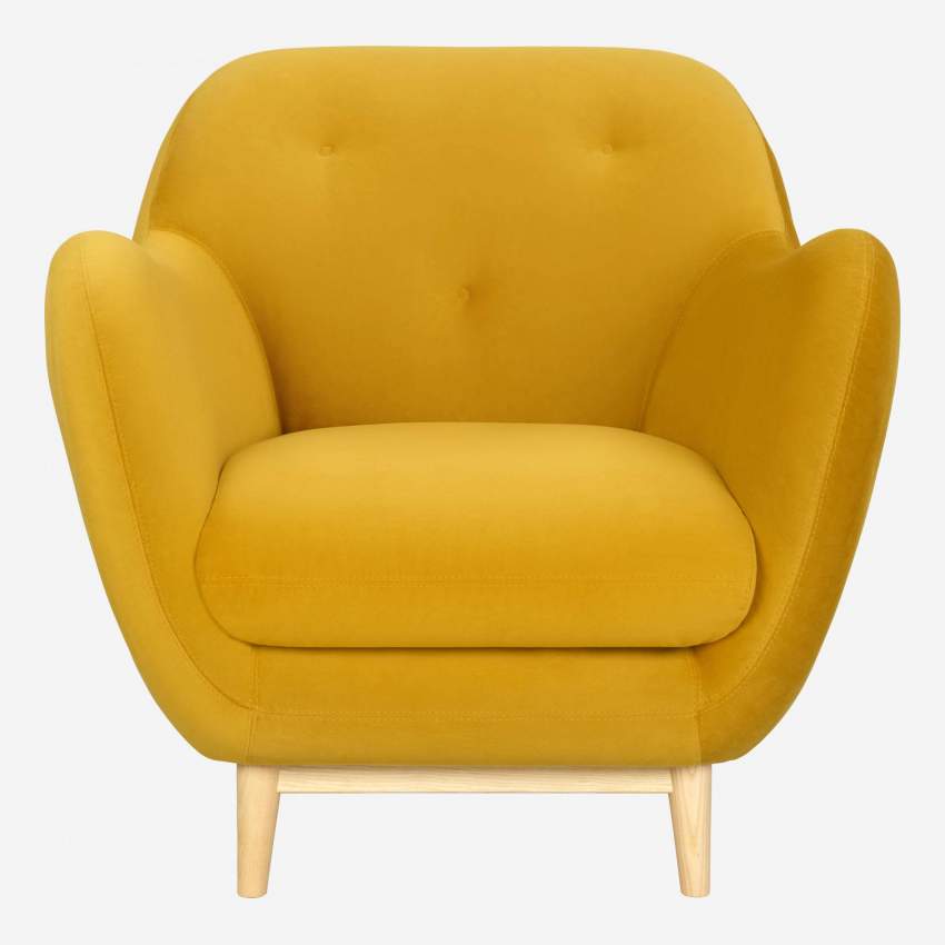 Sessel aus senfgelbem Samt - Design by Adrien Carvès
