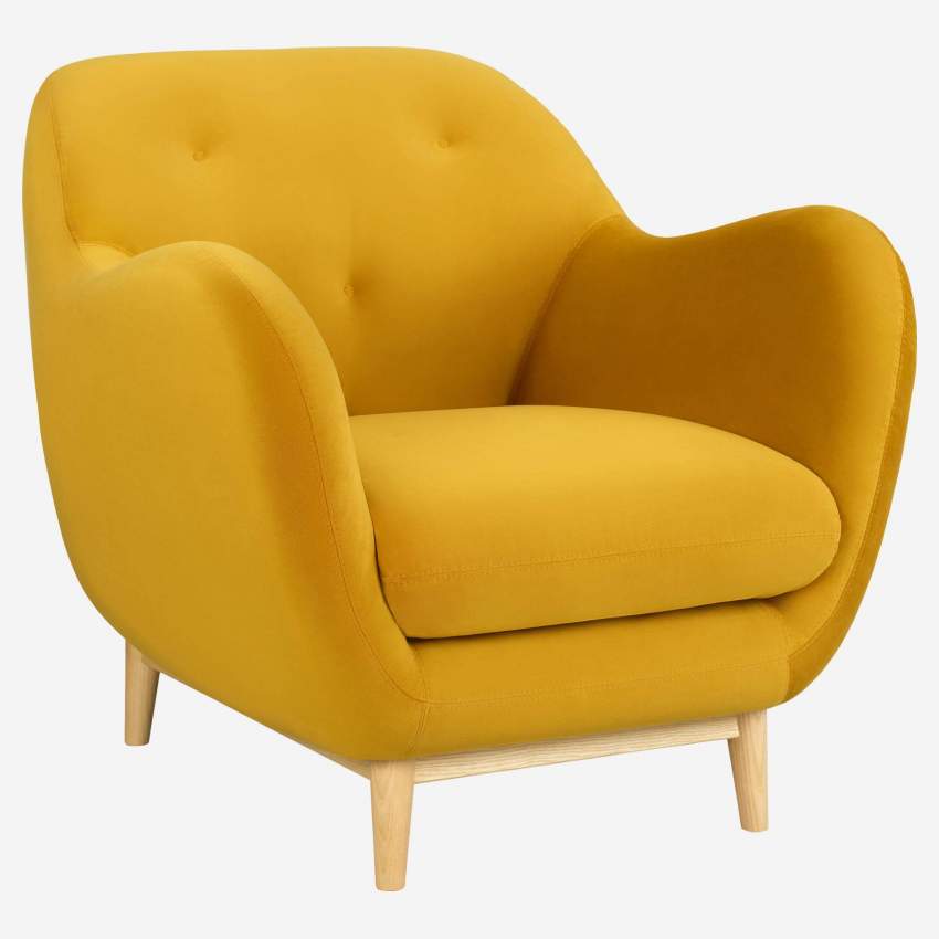 Fauteuil en velours jaune moutarde - Design by Adrien Carvès