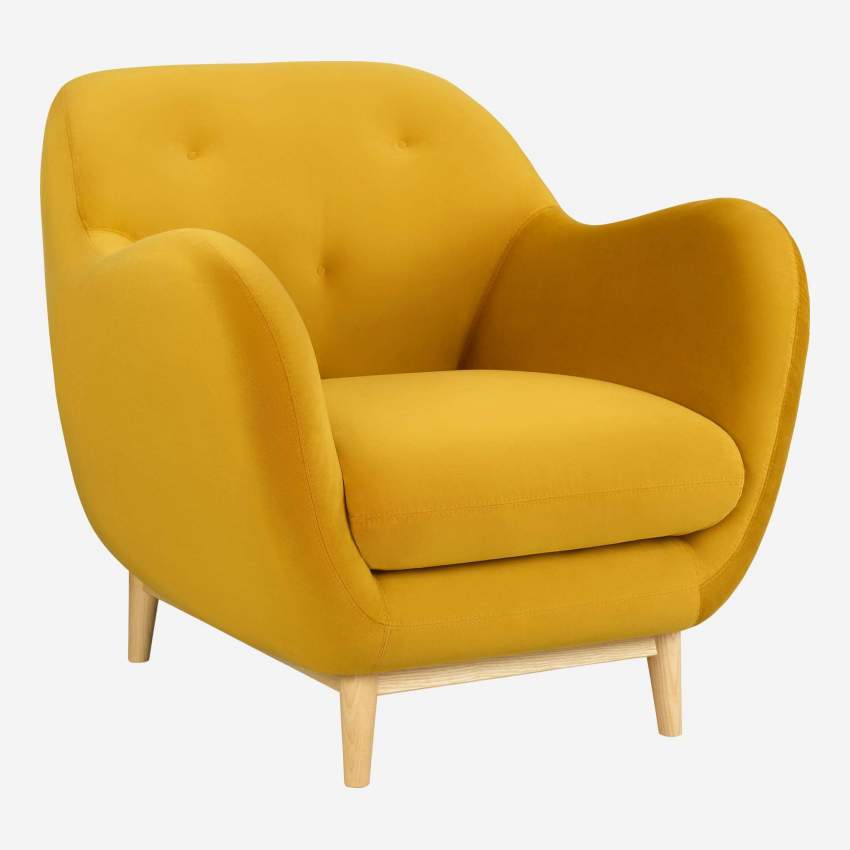 Poltrona de veludo amarelo mostarda - Design by Adrien Carvès