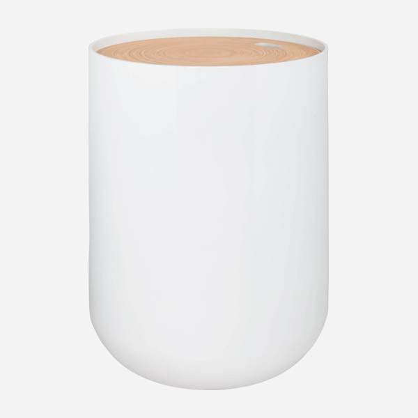 Bijzettafel van gelakt hout en bamboe – 40 cm – Wit