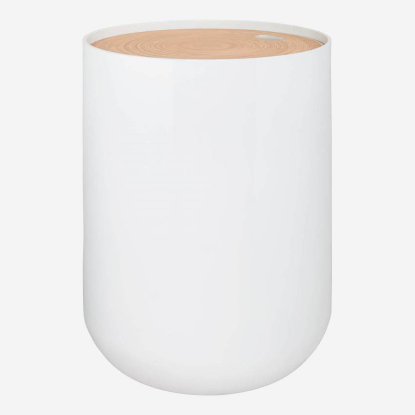 Table d'appoint en bois laqué et bambou - 40 cm – Blanc