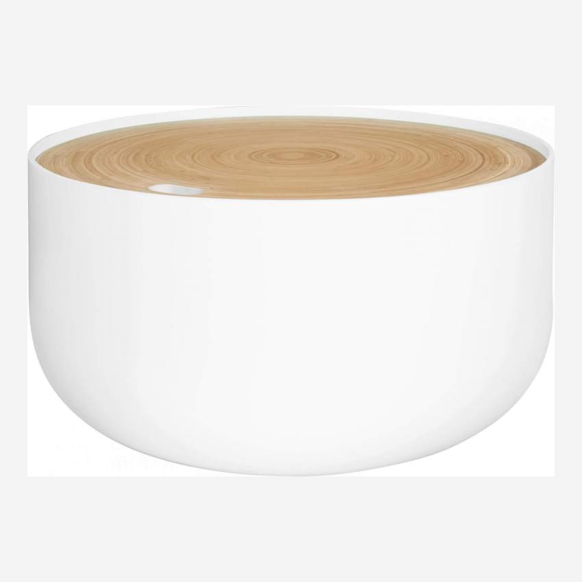 Bijzettafel van gelakt hout en bamboe – 60 cm – Wit