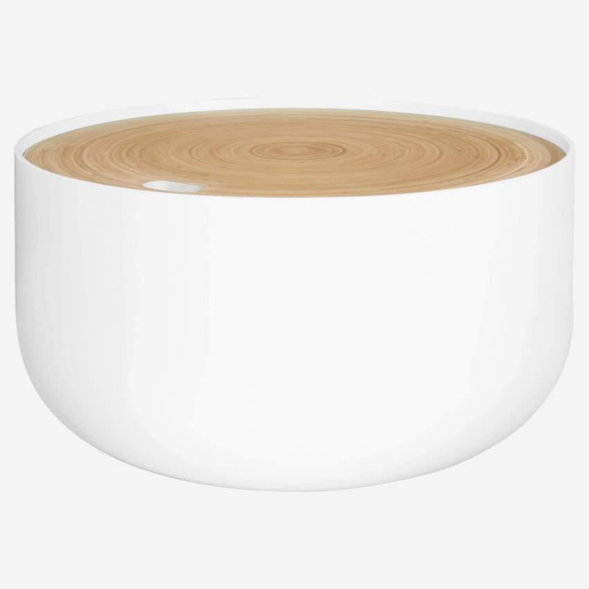 Table d'appoint en bois laqué en bambou – 60 cm – Blanc